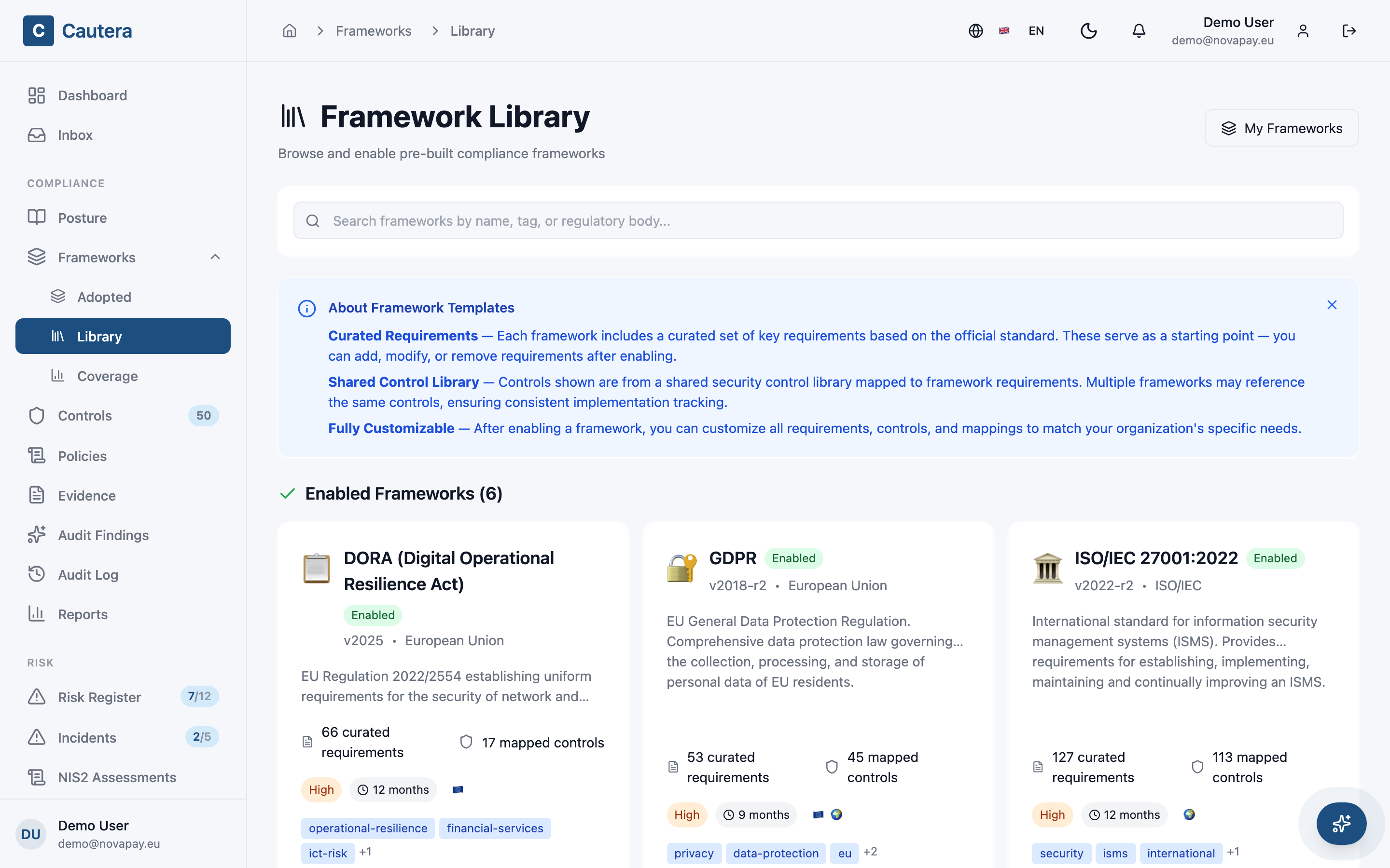 Screenshot — Multi-Framework Engine