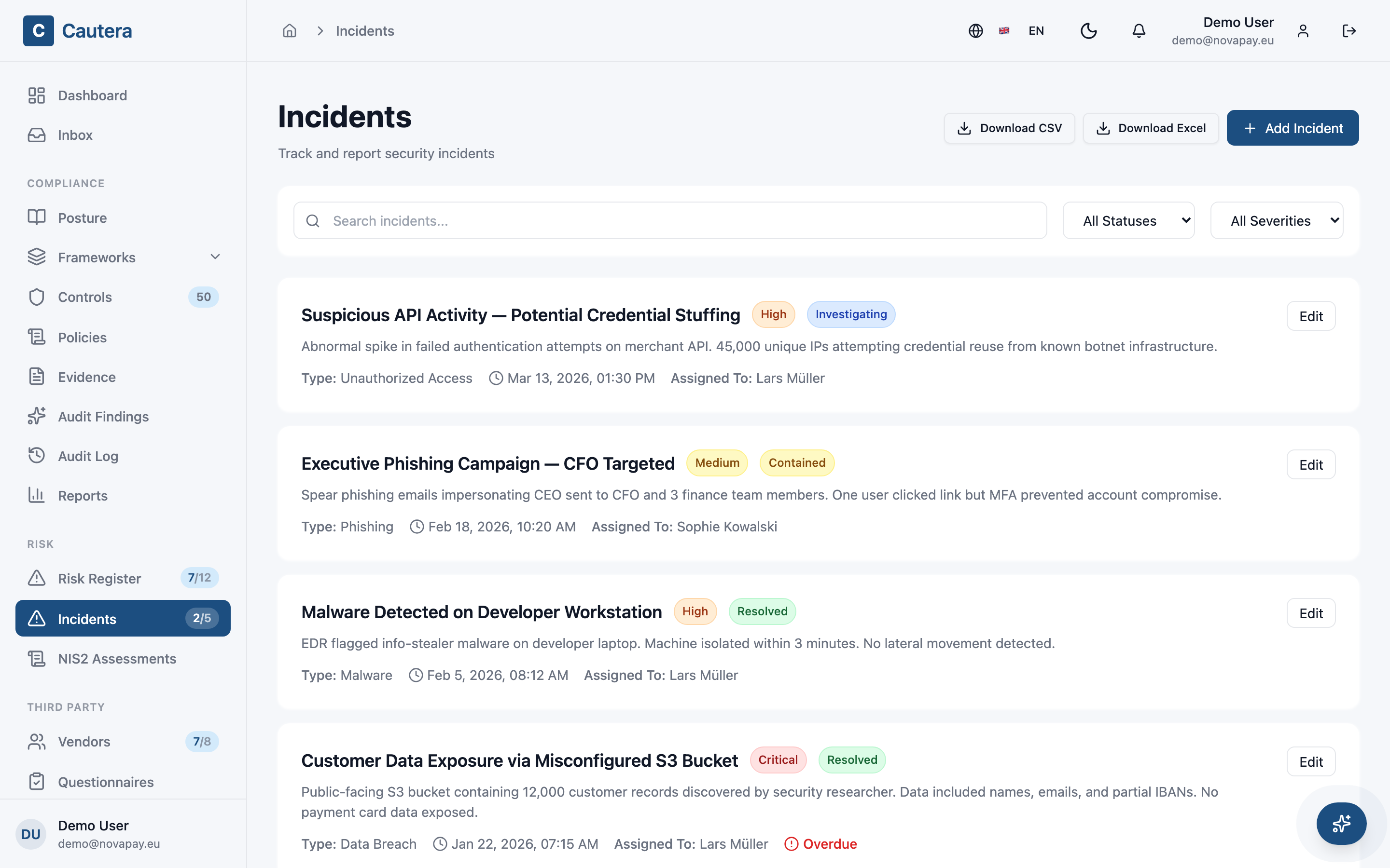 Screenshot — Incident Workflow