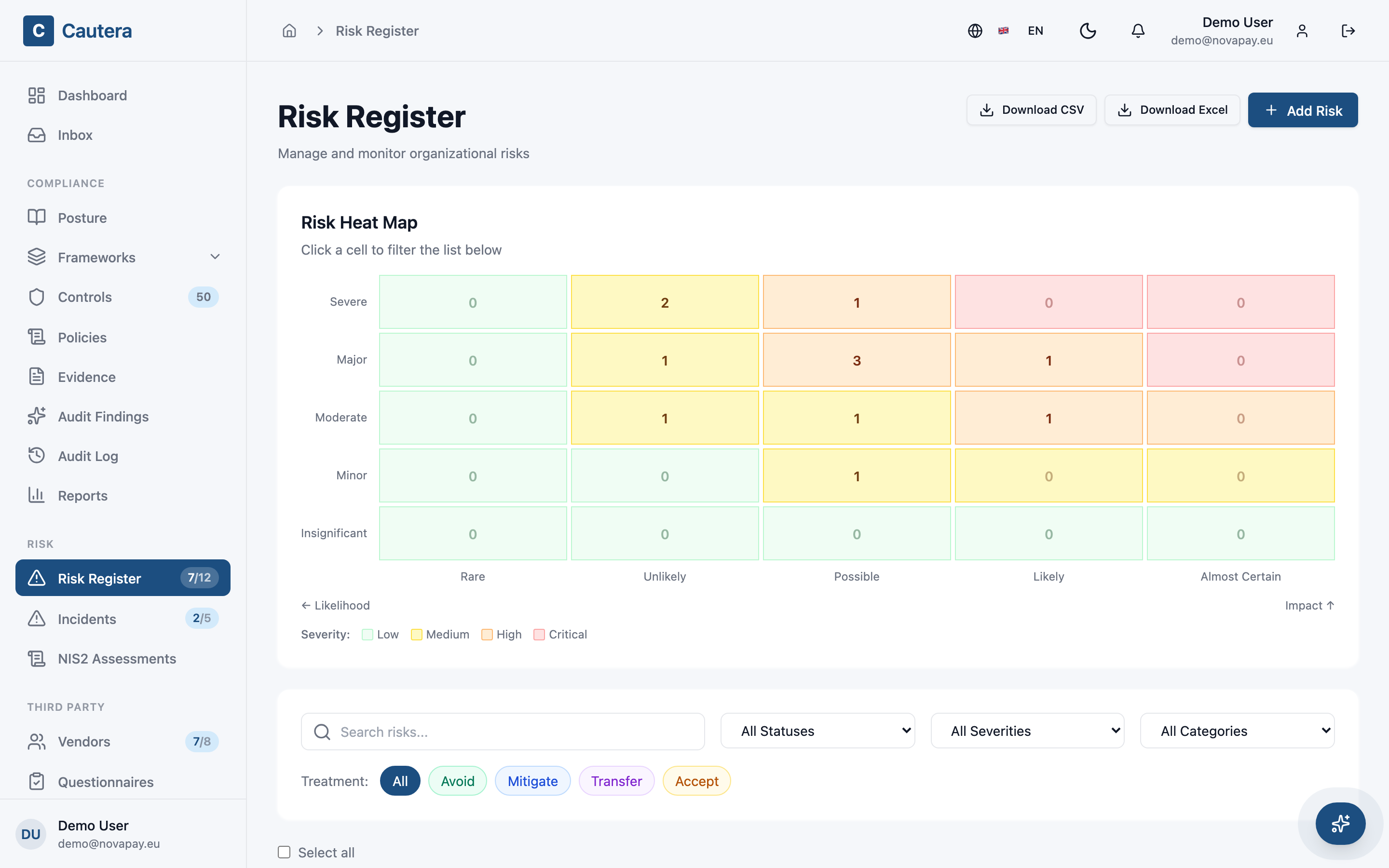 Screenshot — Risk & Control Management